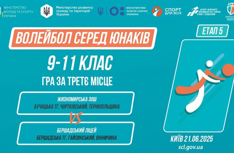 13:00 ВОЛЕЙБОЛ | Юнаки 9-11 класів | Гра за 3 місце | Пліч-о-пліч: Етап 5