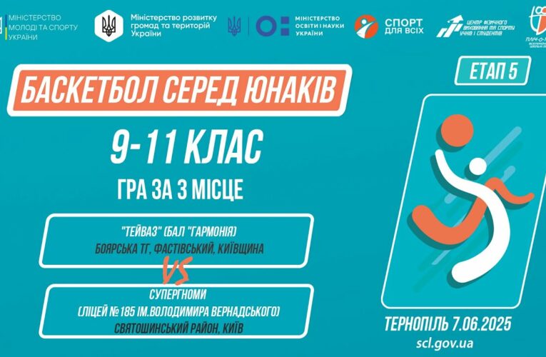 Баскетбол [юнаки] 9-11 класи | Гра за 3 місце | Пліч-о-пліч [ Етап 5 ] 7.06.25
