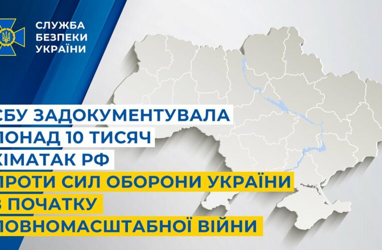СБУ задокументувала понад 10 тисяч хіматак рф проти Сил оборони України за час повномасштабної війни