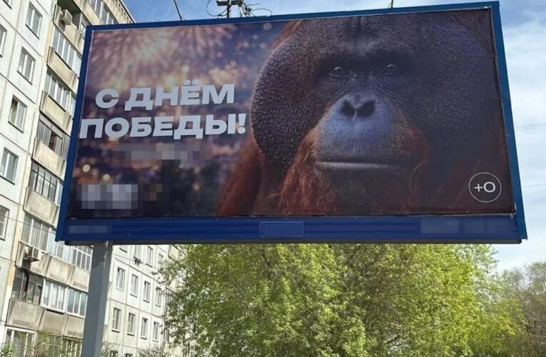 В РФ до Дня перемоги повісили банер з мавпою
