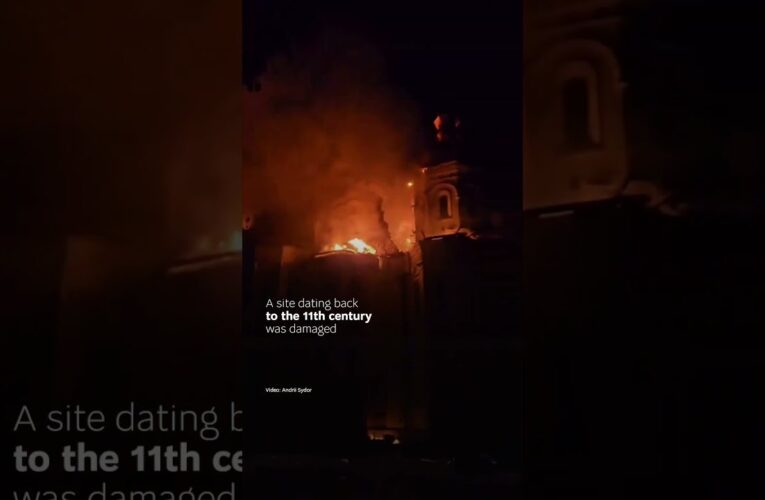 Ukrainian anthem sounds over damaged Kyiv Pechersk Lavra