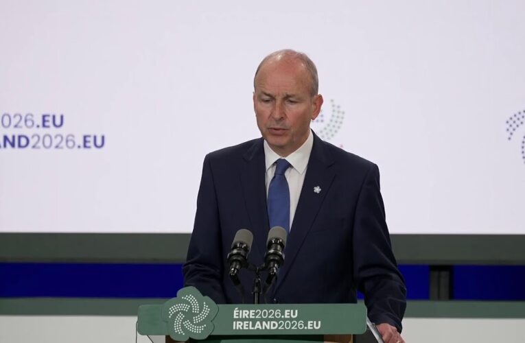 Президент України Володимир Зеленський і Прем’єр-міністр Ірландії Мікхол Мартін спілкуються з медіа