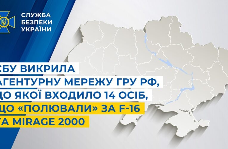СБУ викрила агентурну мережу гру рф, до якої входило 14 осіб, що «полювали» за F-16 та Mirage 2000